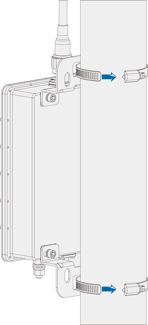 Insert clamp through the mounting bracket