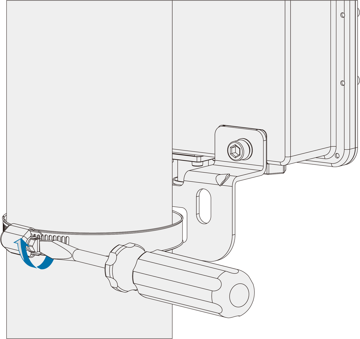 Secure the filter onto the mounting pole