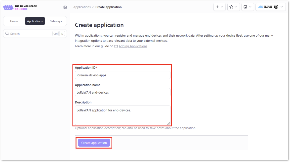 Create an application