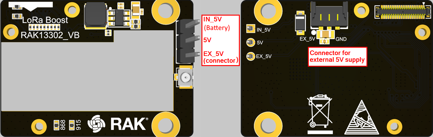 RAK13302 5 V supply selection