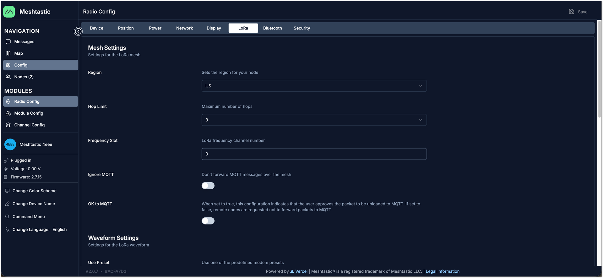 Meshtastic Web Client - Radio Config
