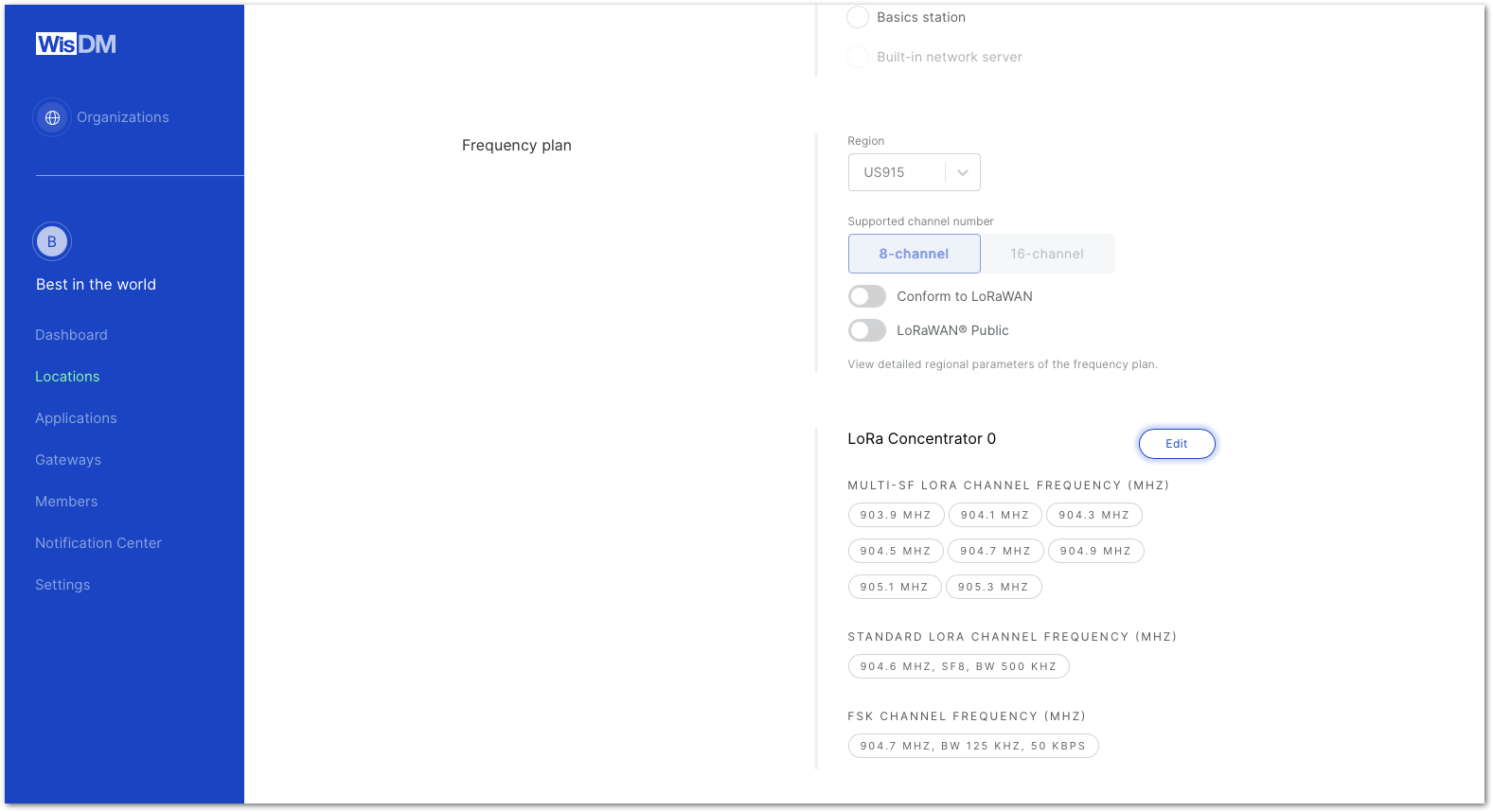 WisDM channel configuration