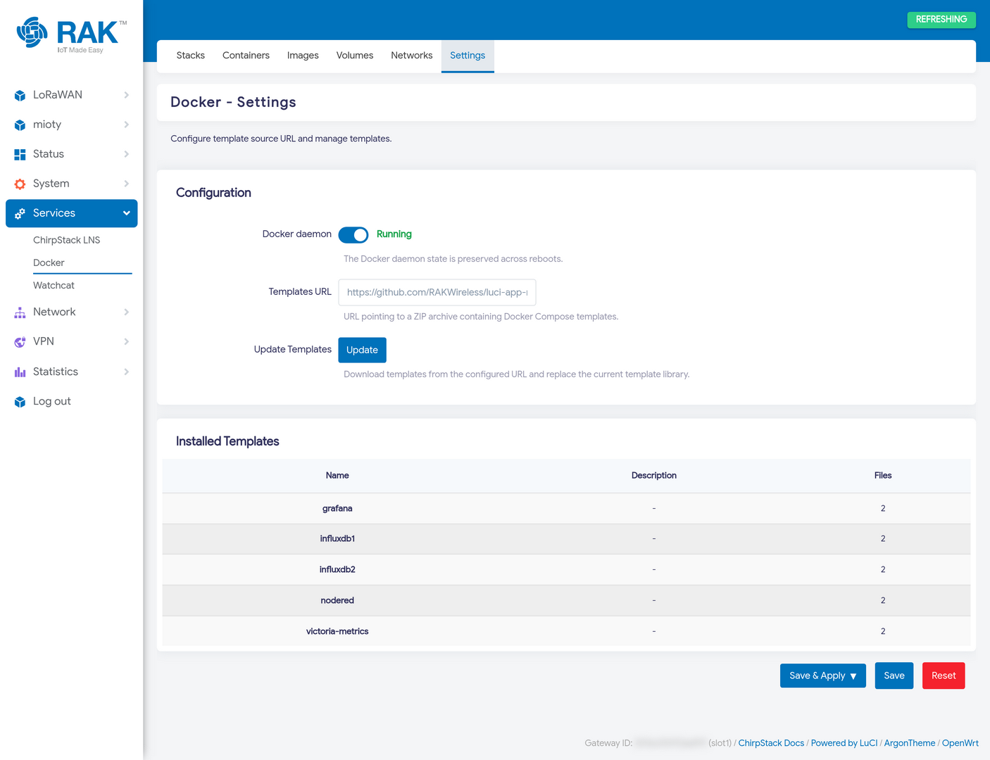 Docker Settings and Template Library