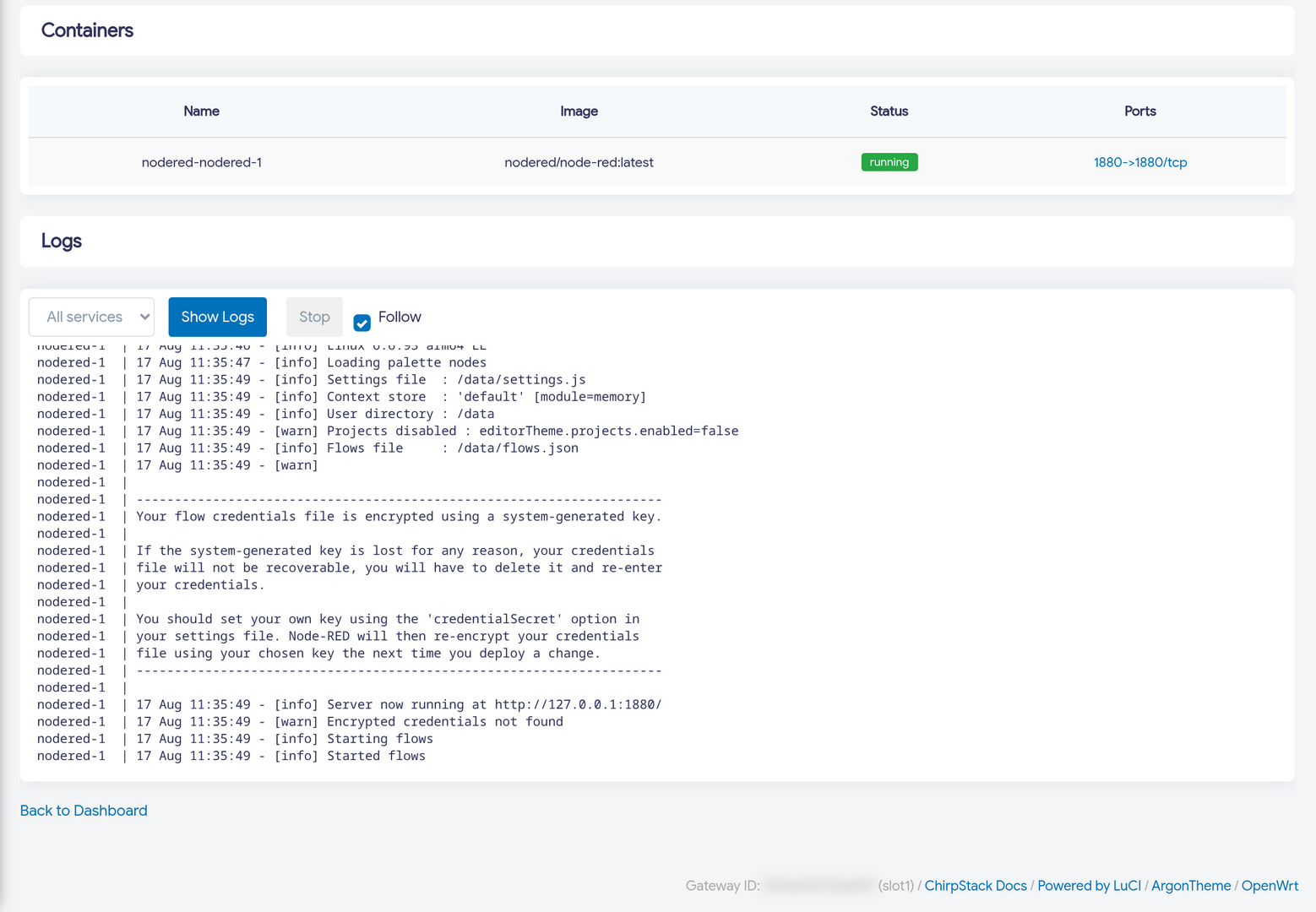 Docker Stack Logs