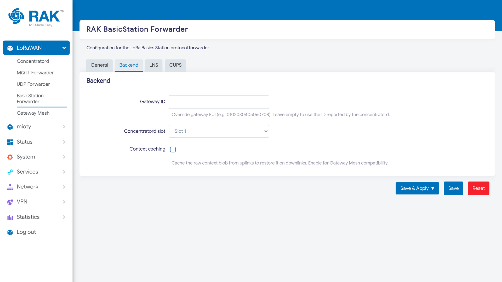 BasicStation Backend Configuration