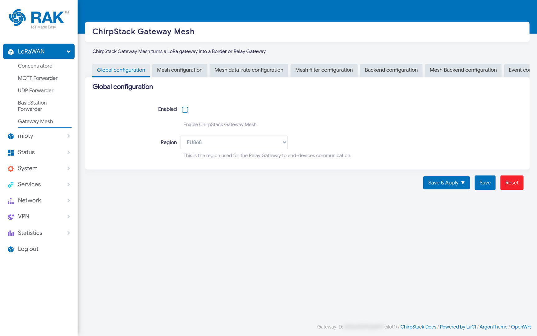 Gateway Mesh Global Configuration