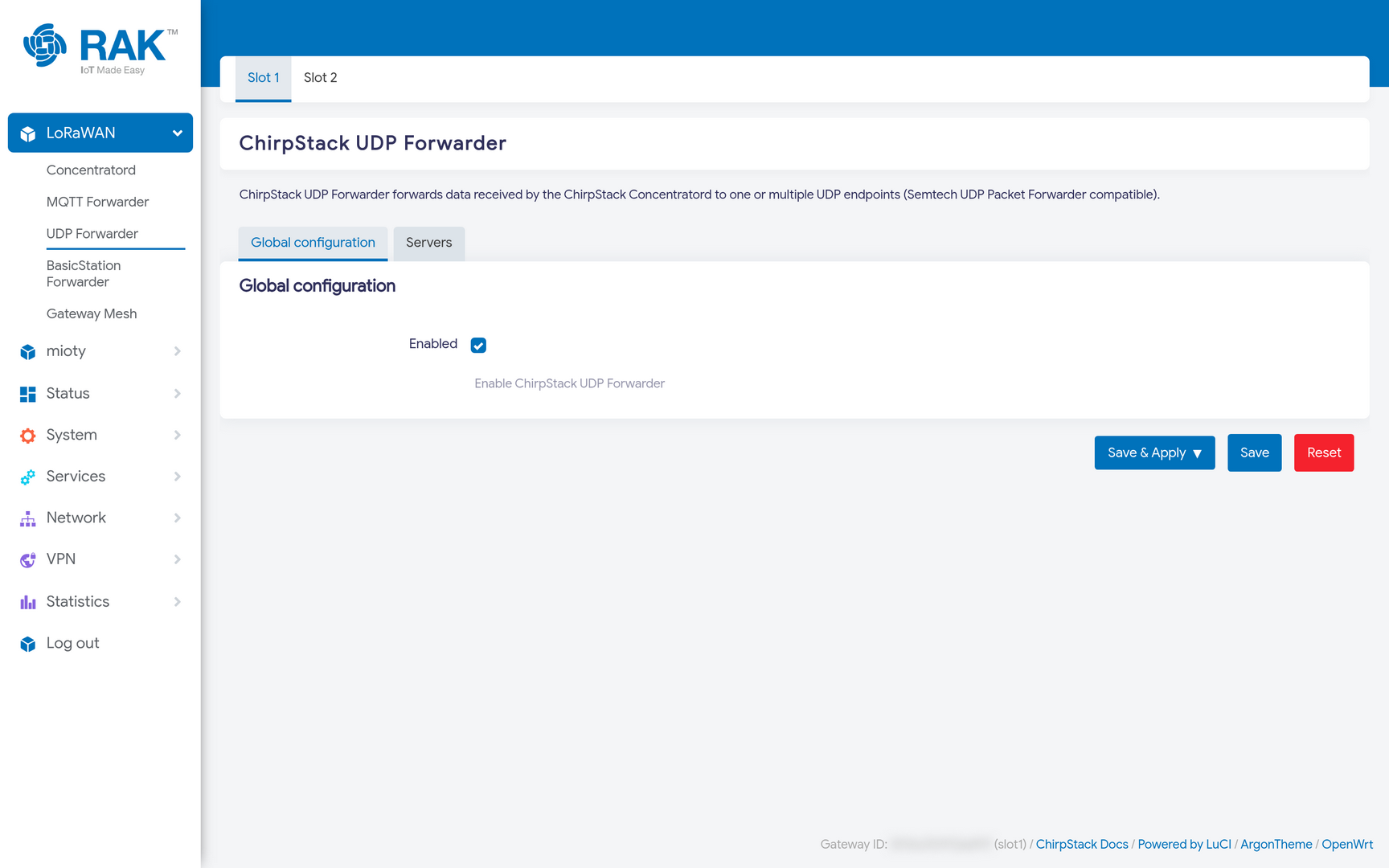 UDP Forwarder Global Configuration
