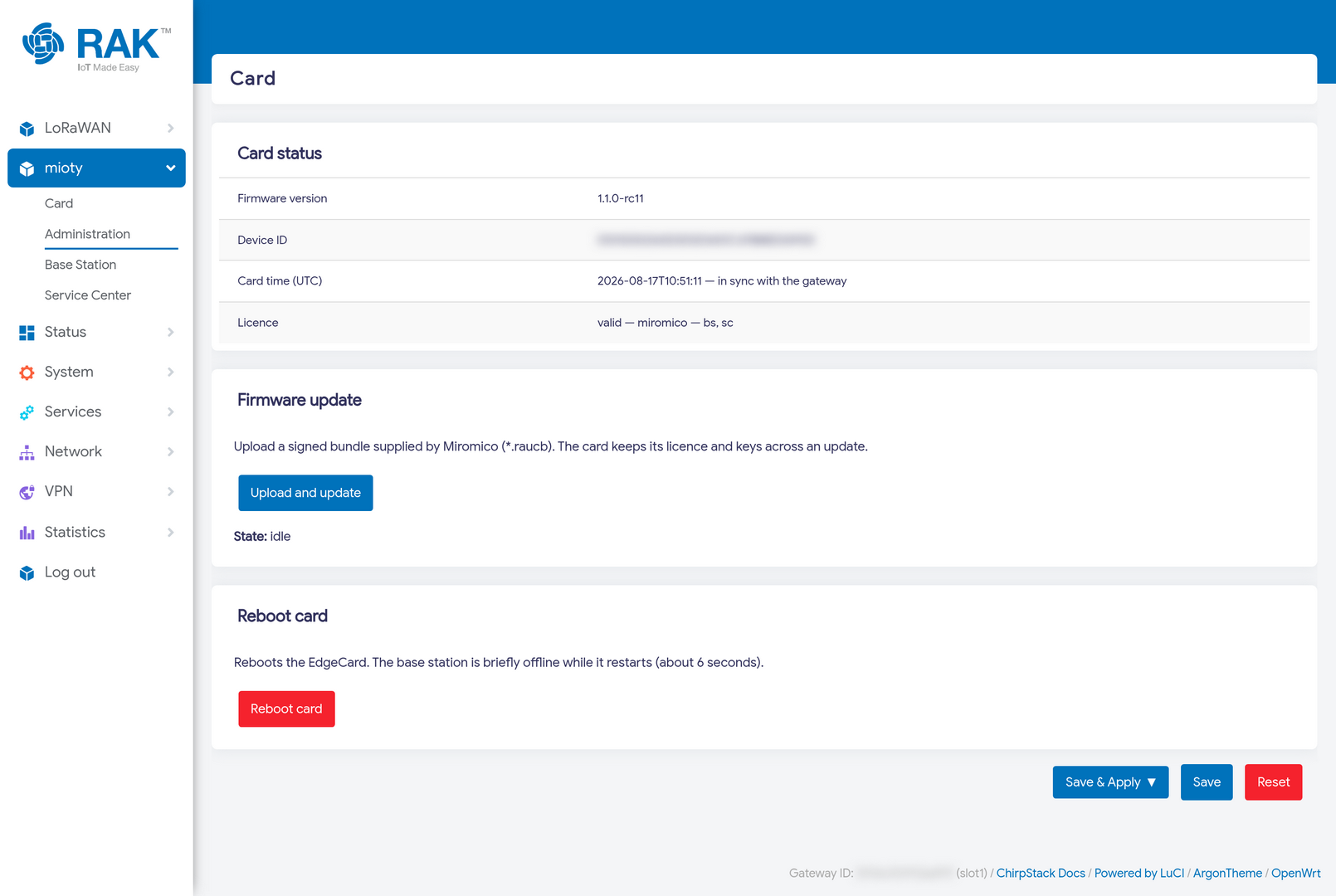 mioty Administration Page