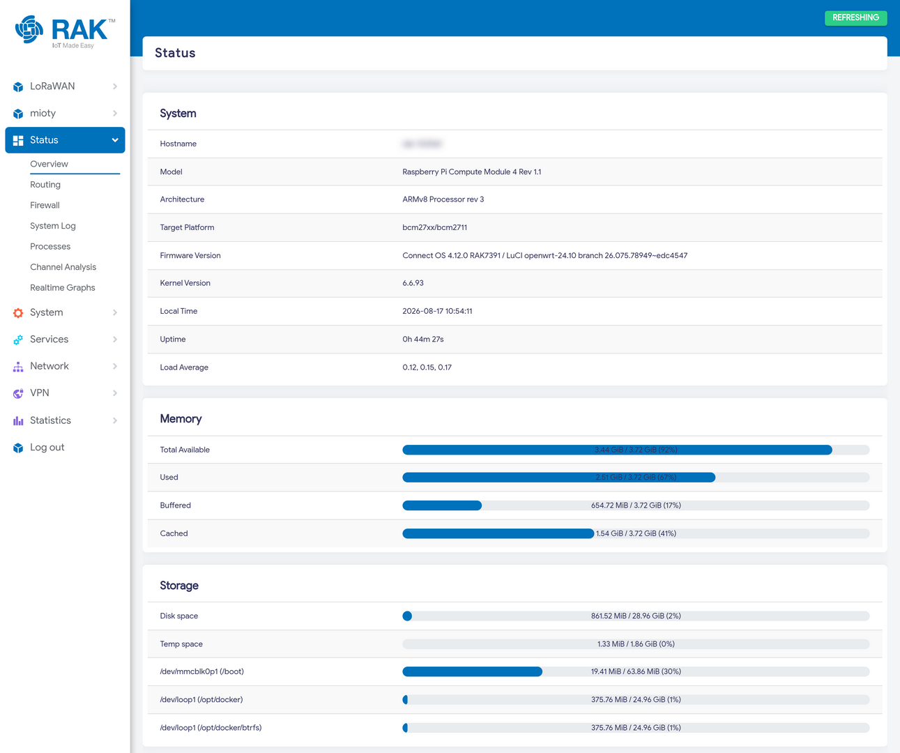 ConnectOS status overview