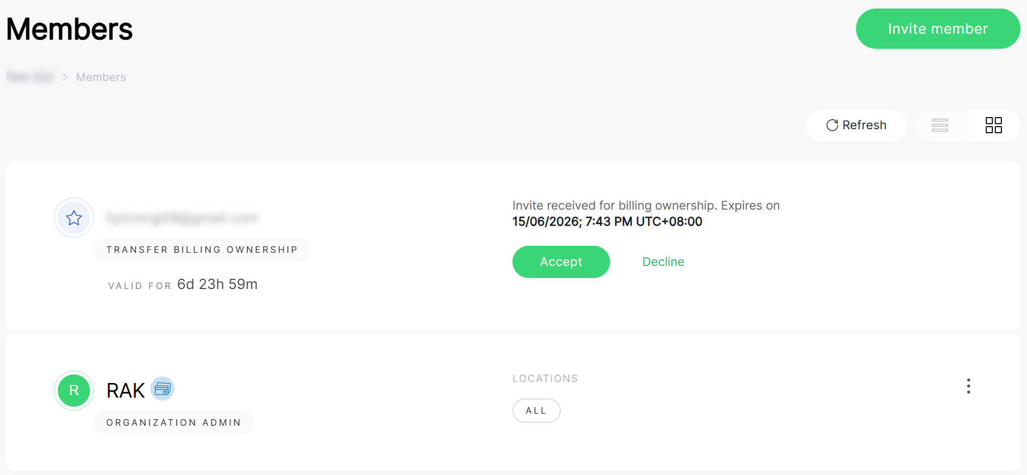 Accept or Decline Billing Ownership