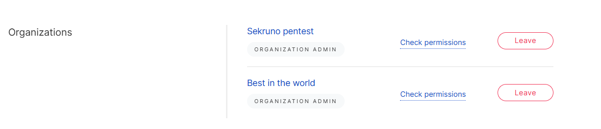 Organizations section overview