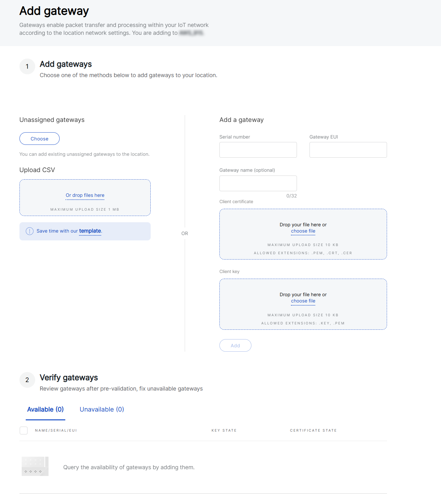 Adding a gateway in PF mode