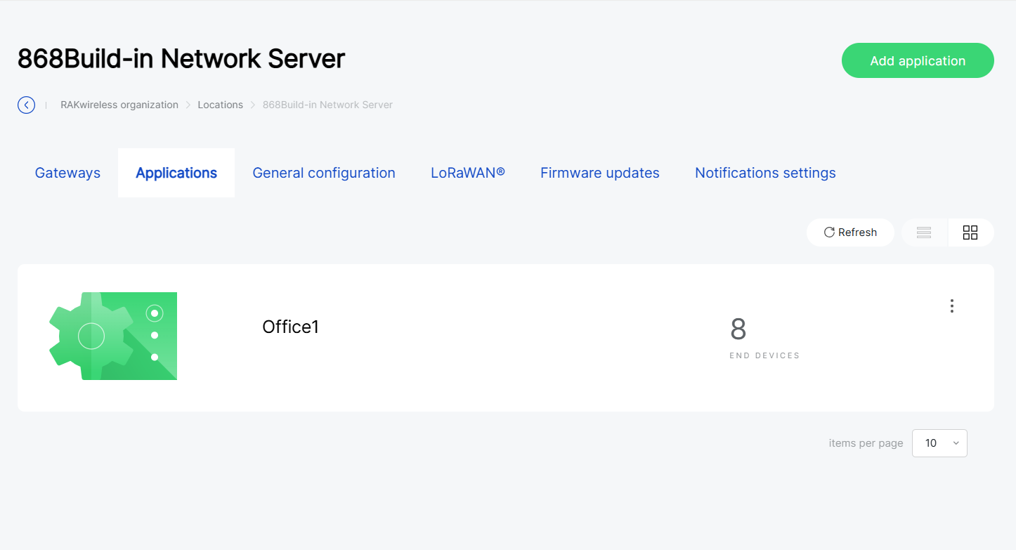 Application list (by location)