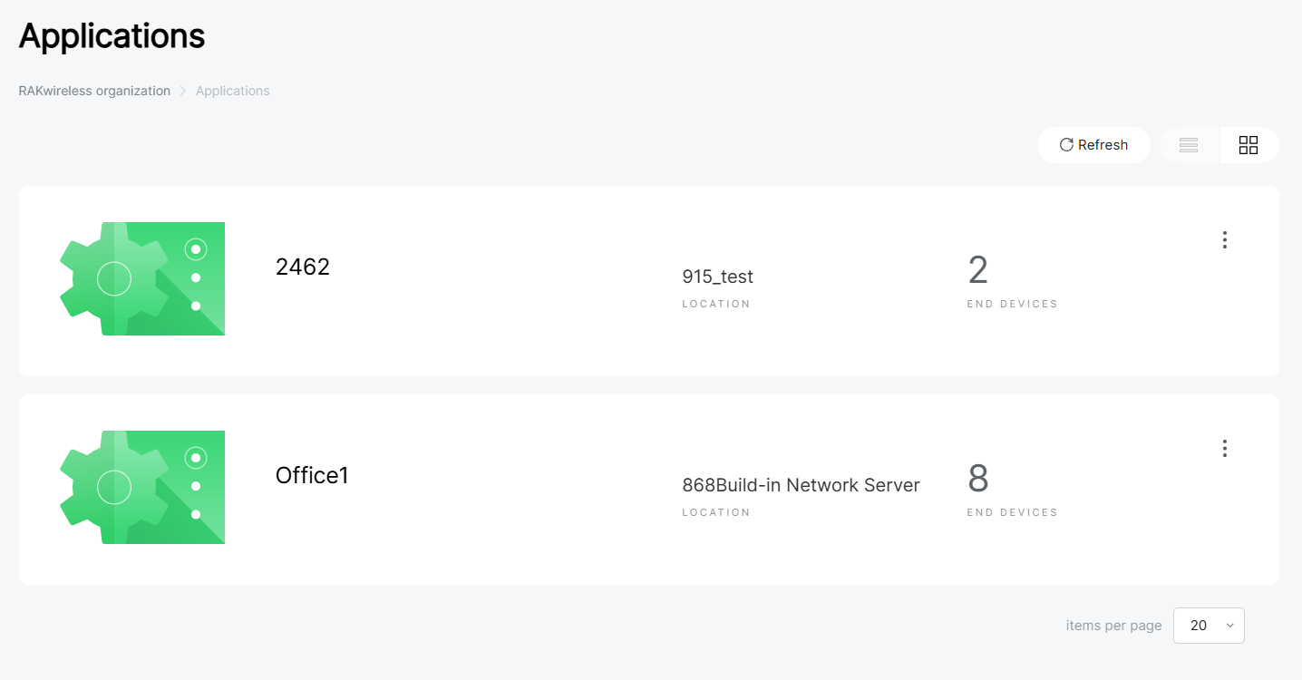 Application list (global view)