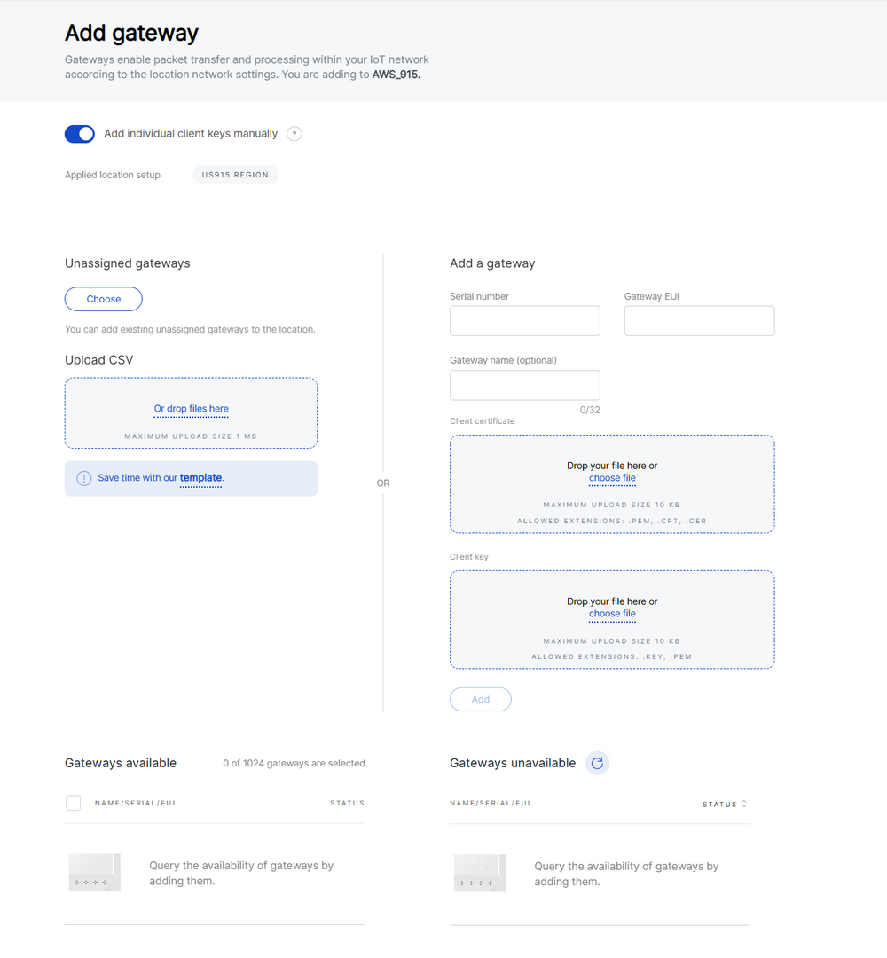 Adding a gateway in BS mode