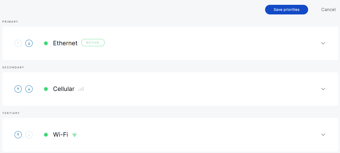 Configure network priorities