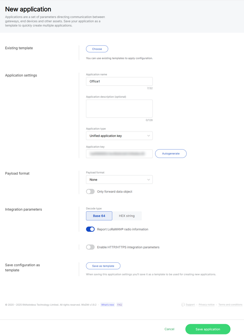 Configure application information