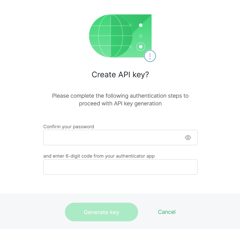 Confirm API key creation