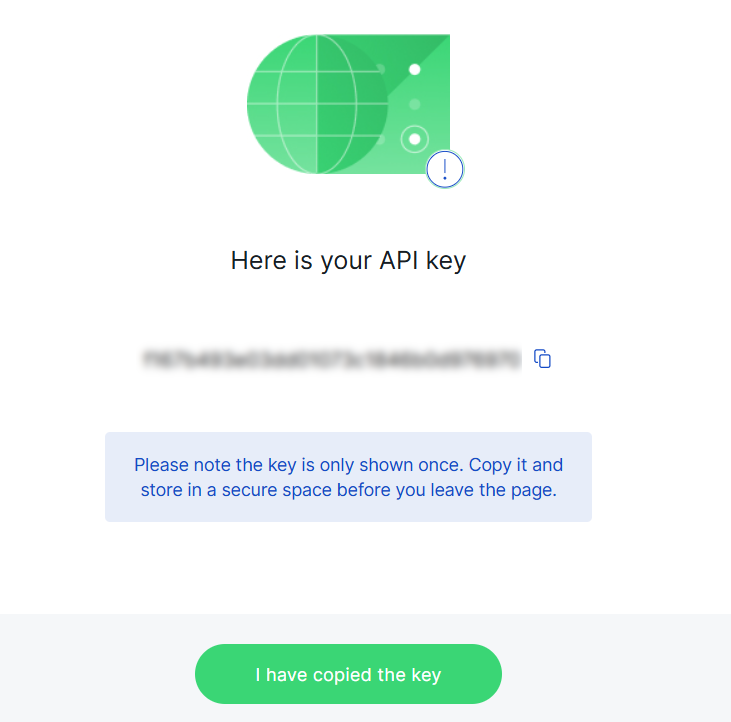 Copy and securely store your API key