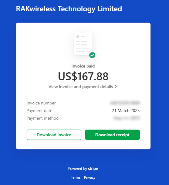 Download invoice or receipt