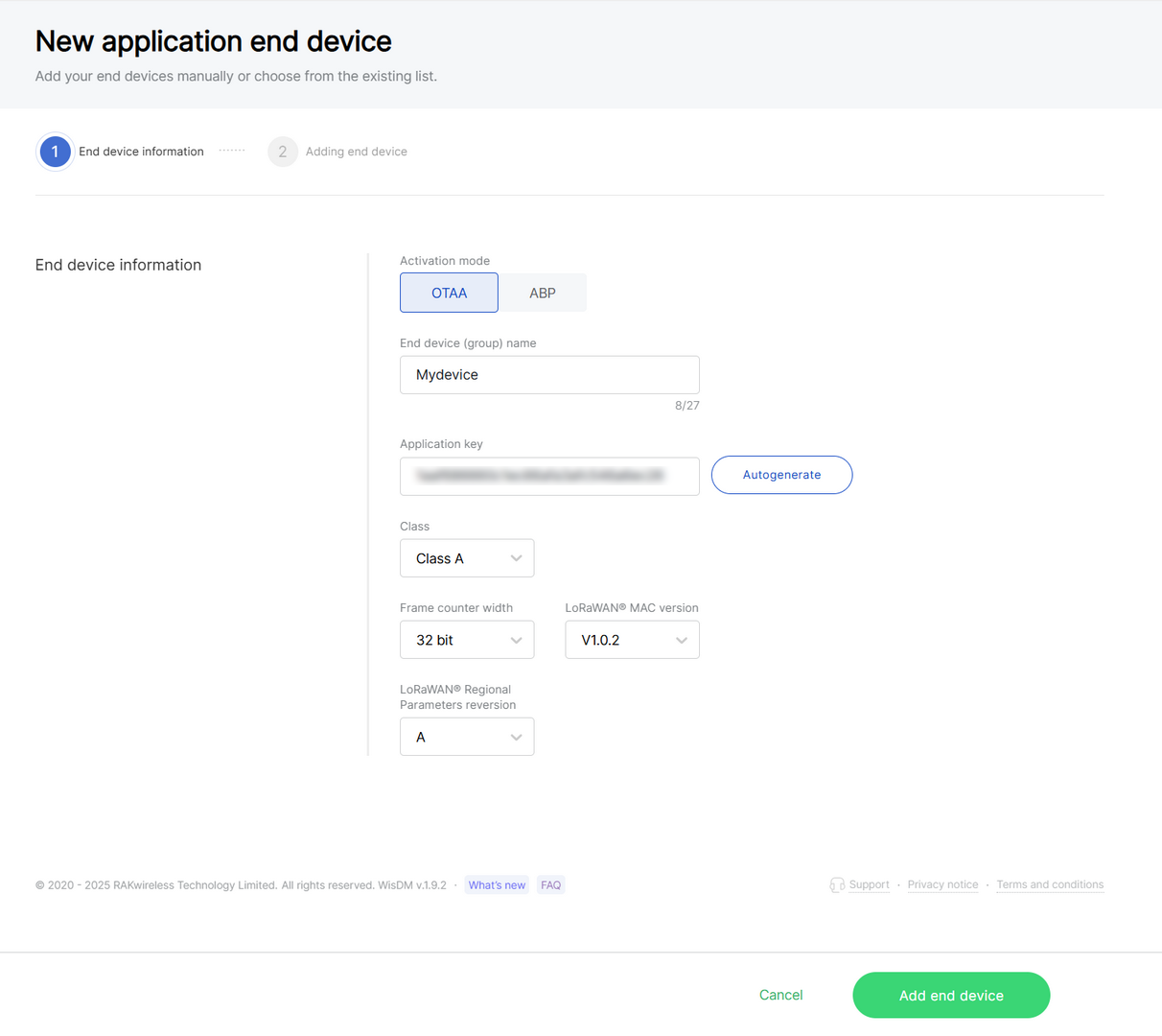 Configure device information