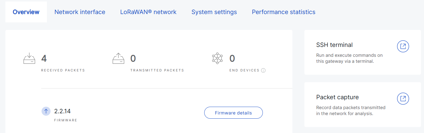 Firmware information from Gateway Overview