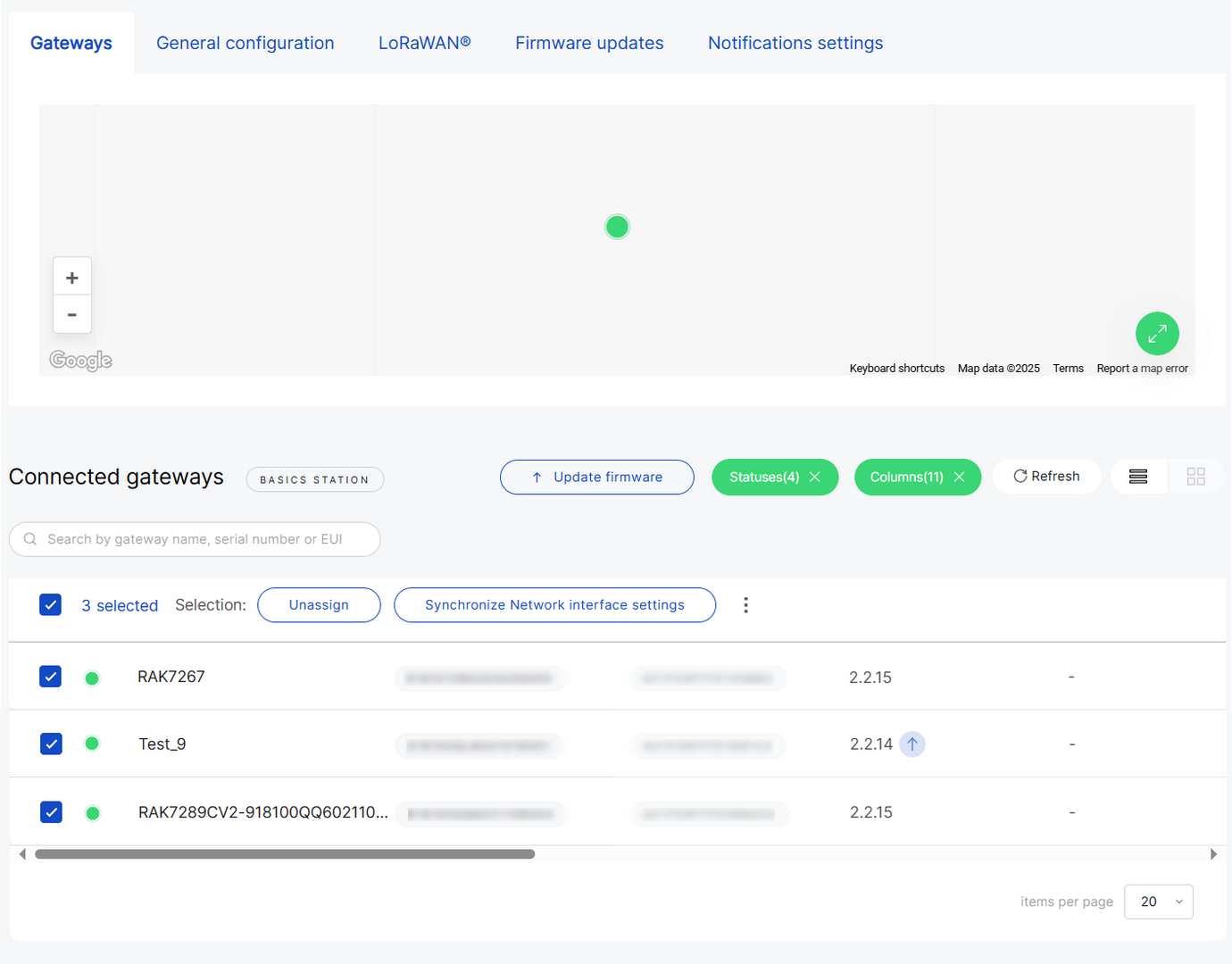 Select multiple gateways for synchronization
