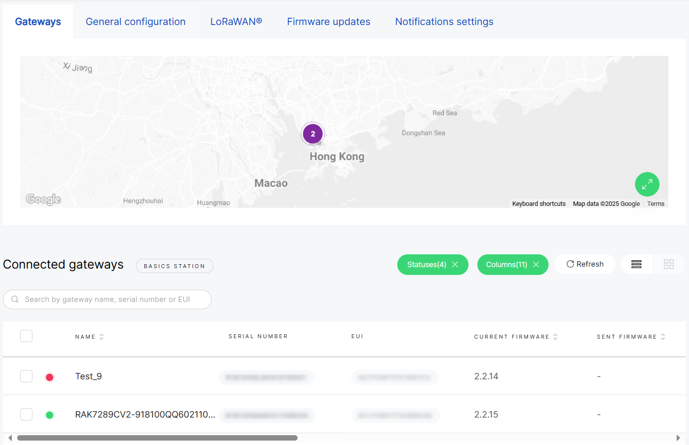 Manage gateways assigned to a specific Location