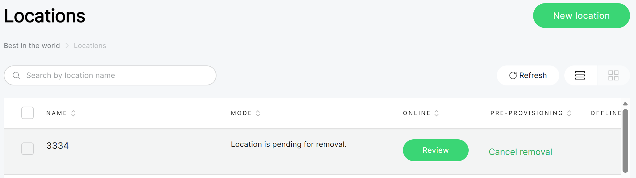 Location pending removal