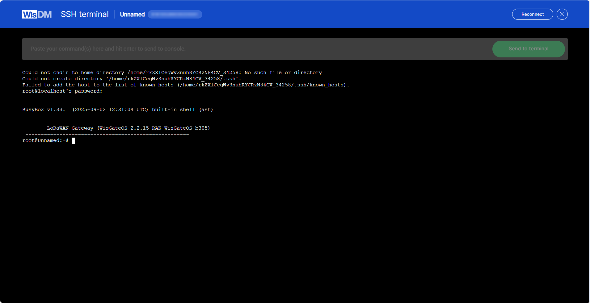 Log in to SSH Terminal