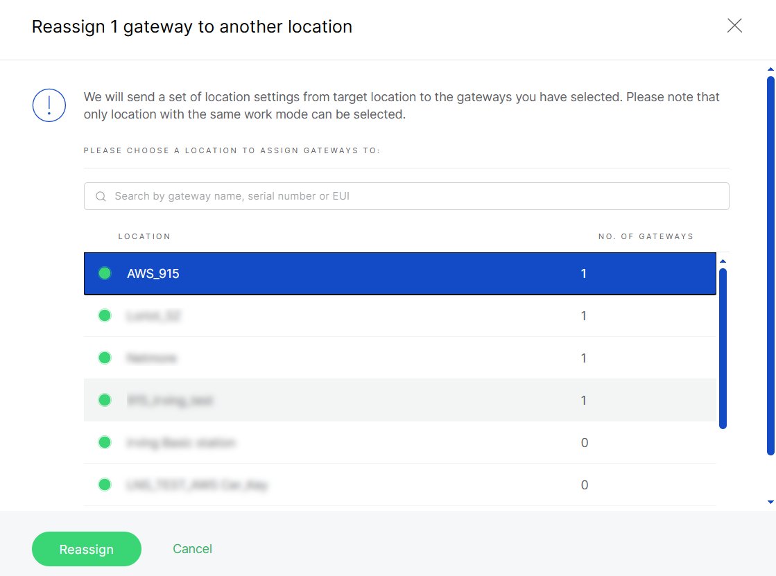 Select a compatible target Location