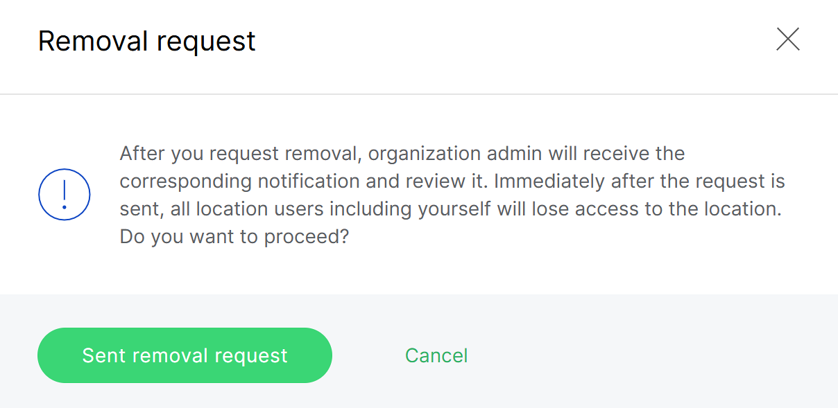 Removal request confirmation