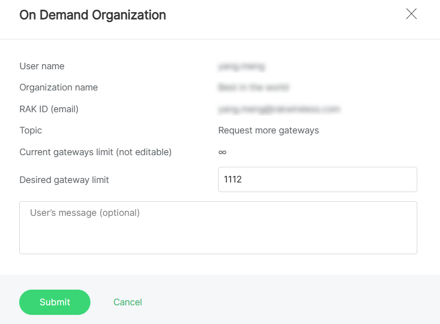  Gateway capacity requests