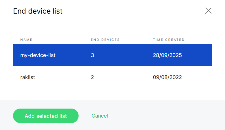 Select target device list