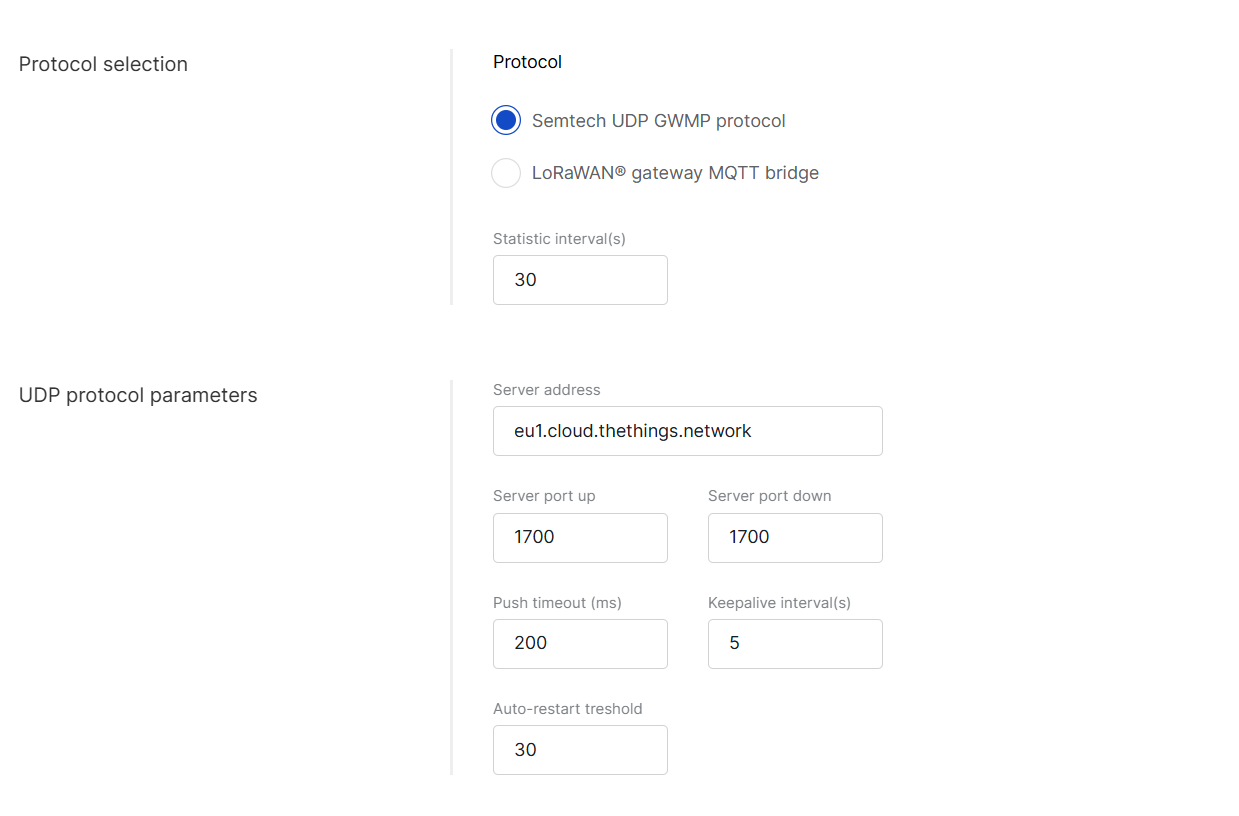 UDP Protocol Parameters