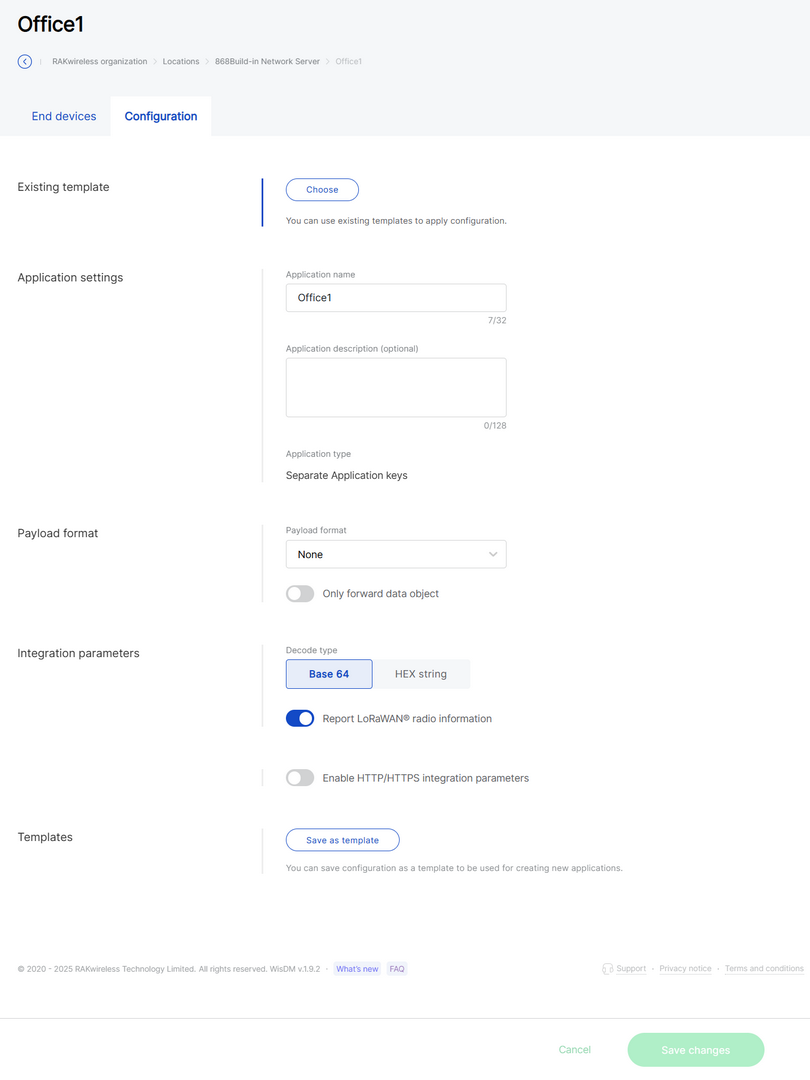 Application configuration