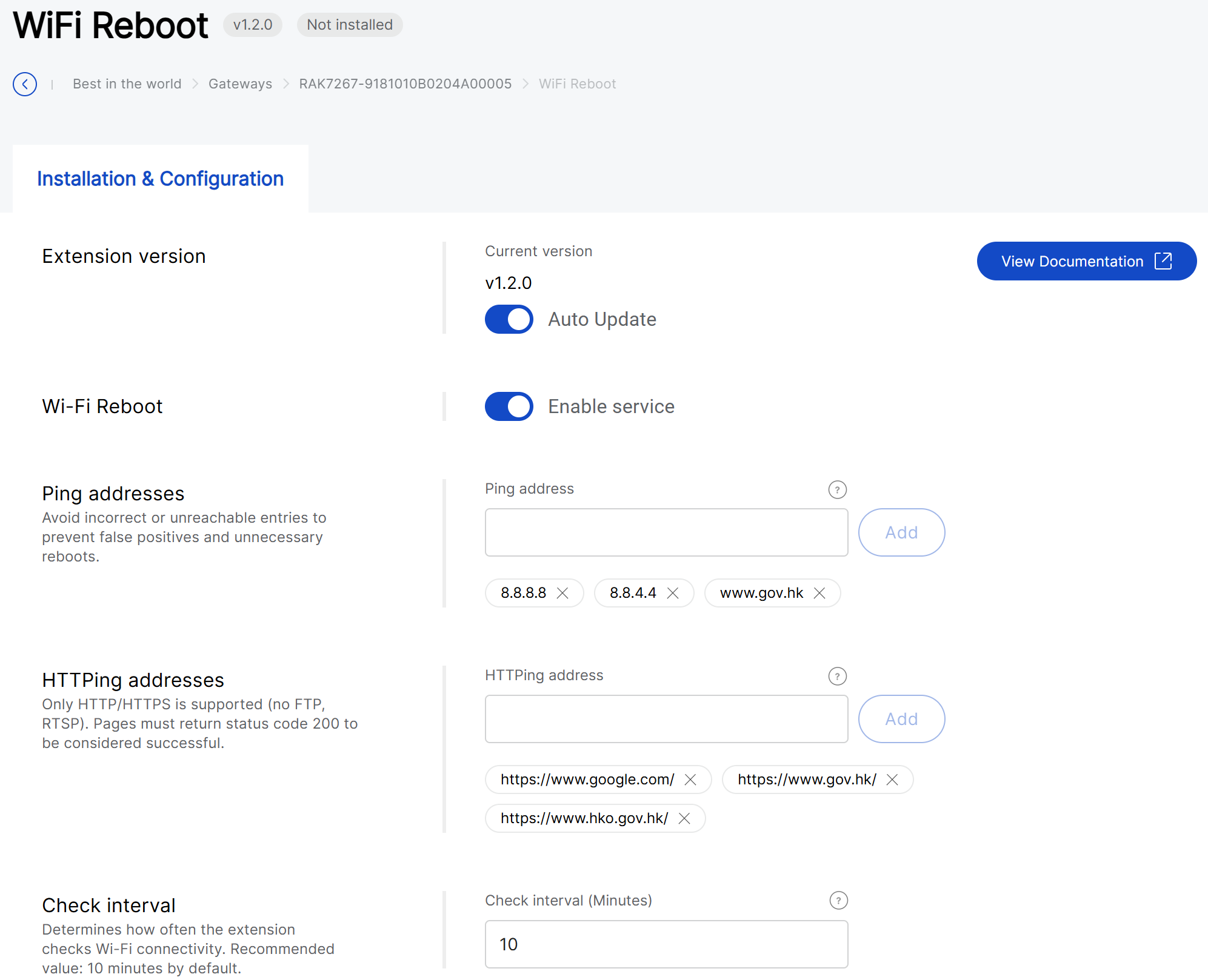Wi-Fi reboot config