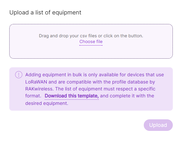 Add Equipment via CSV