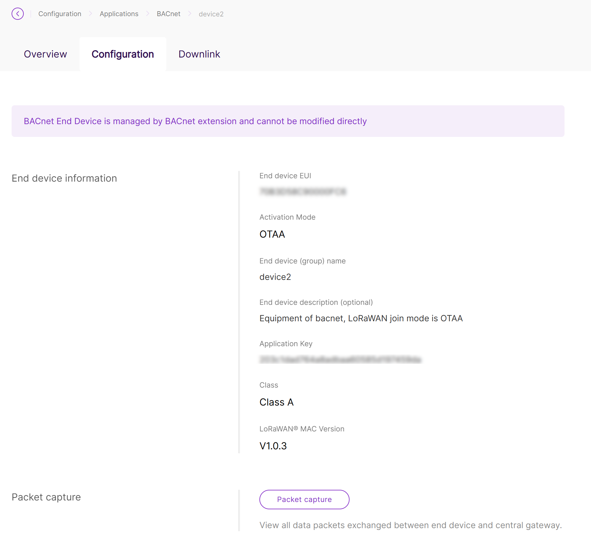 Built-in NS End Device Configuration
