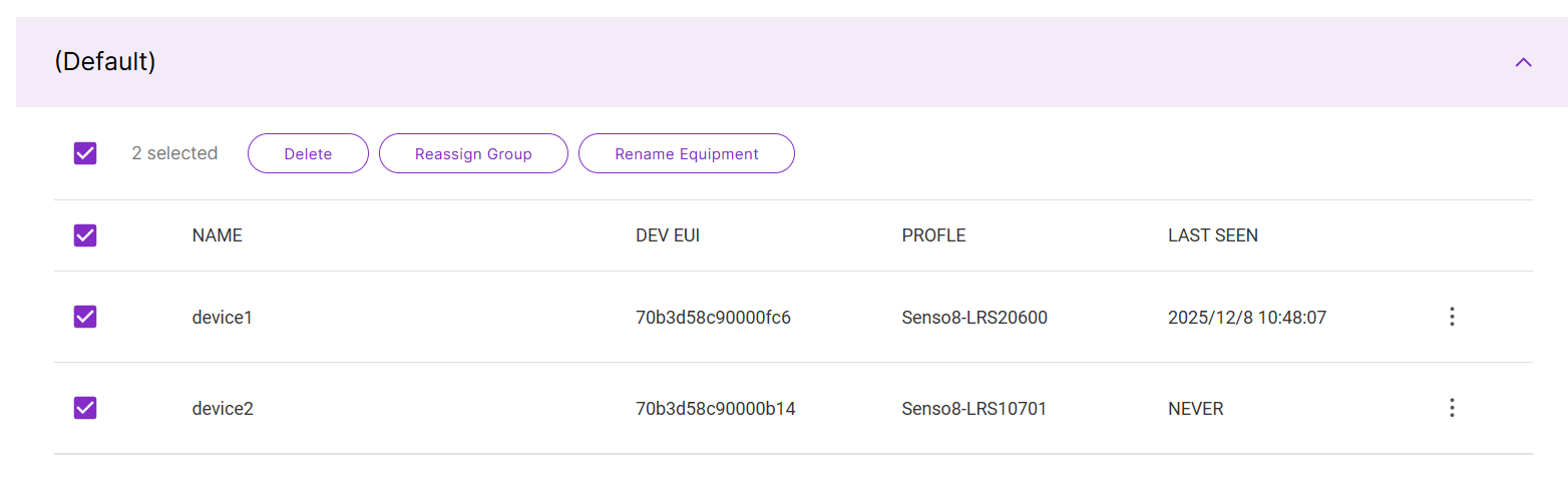 Bulk Equipment Actions
