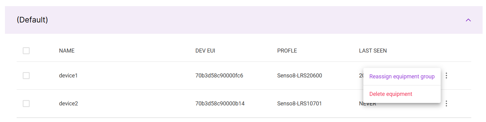 Single Equipment Actions