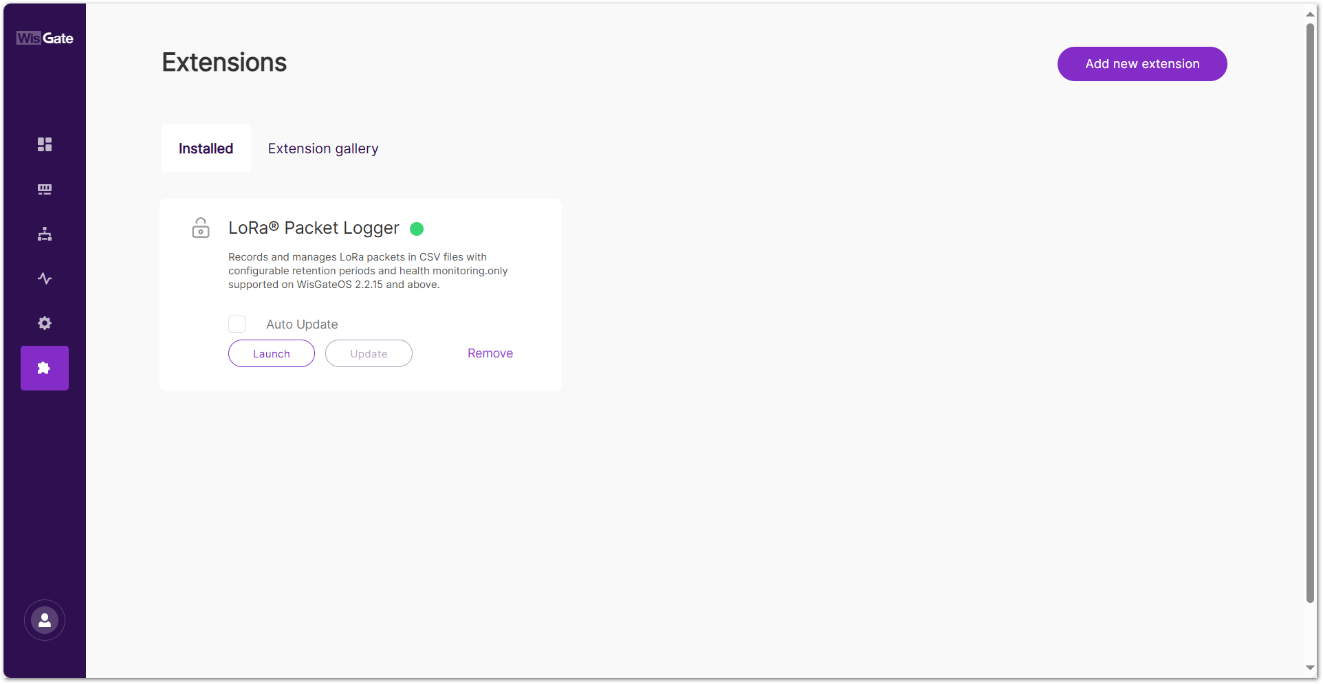 Extensions tab