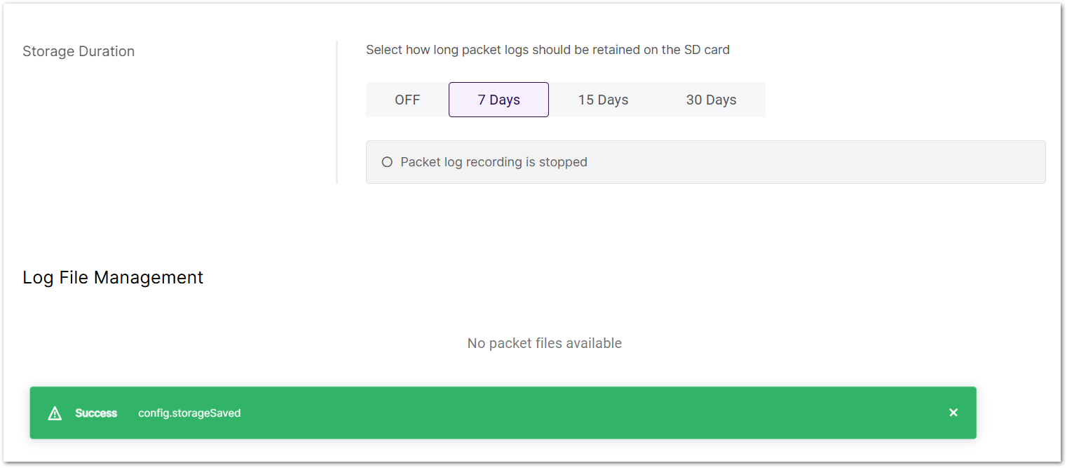 Set storage duration
