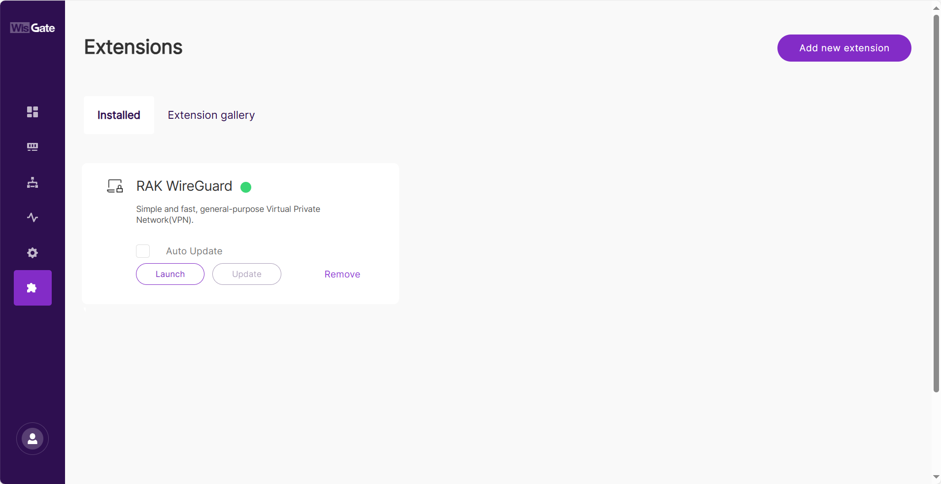 Launch the RAK WireGuard Extension