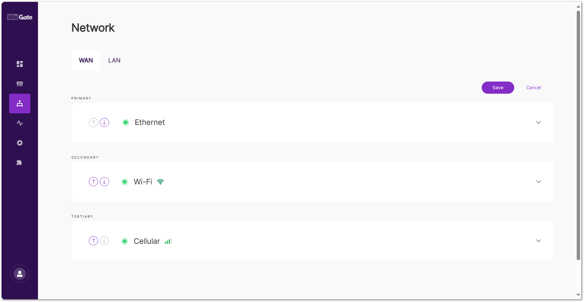 Editing WAN interface priority