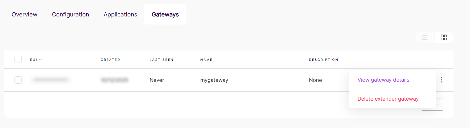 View or delete the gateway