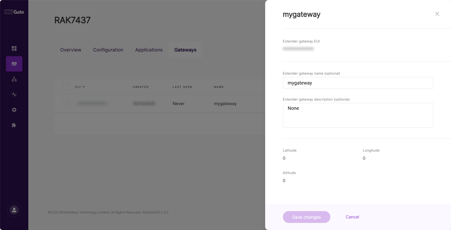 Extender gateway details