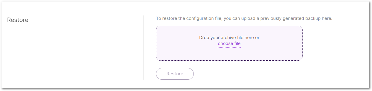 Restore configuration