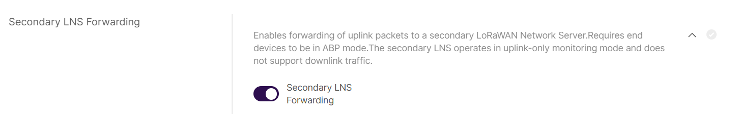Enable Secondary LNS Forwarding