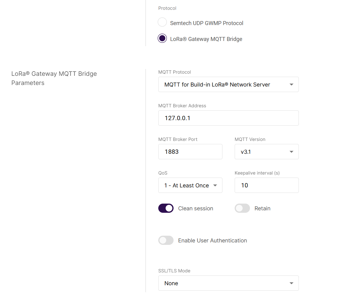 LoRa Gateway MQTT Bridge